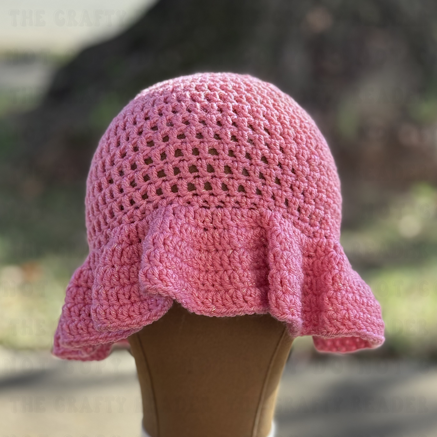 Handmade Crochet Ruffle Hat - Pink Shimmer