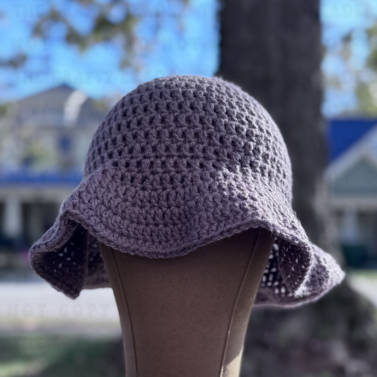 Handmade Crochet Ruffle Hat - Taupe