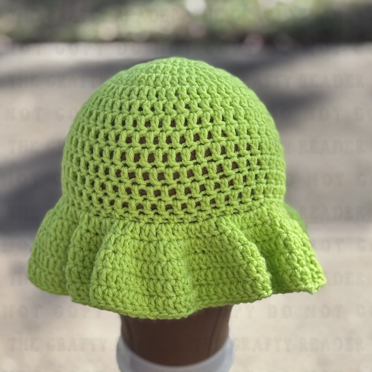 Handmade Crochet Ruffle Hat - Lime Green