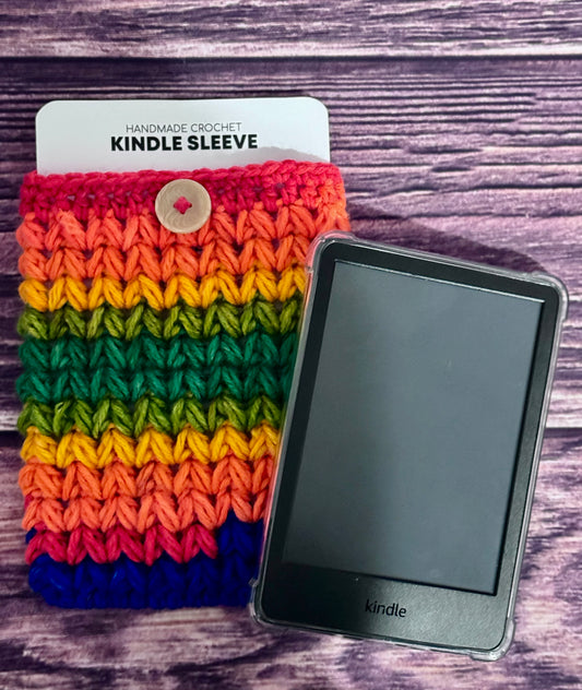 Rainbow Crochet Kindle Sleeve