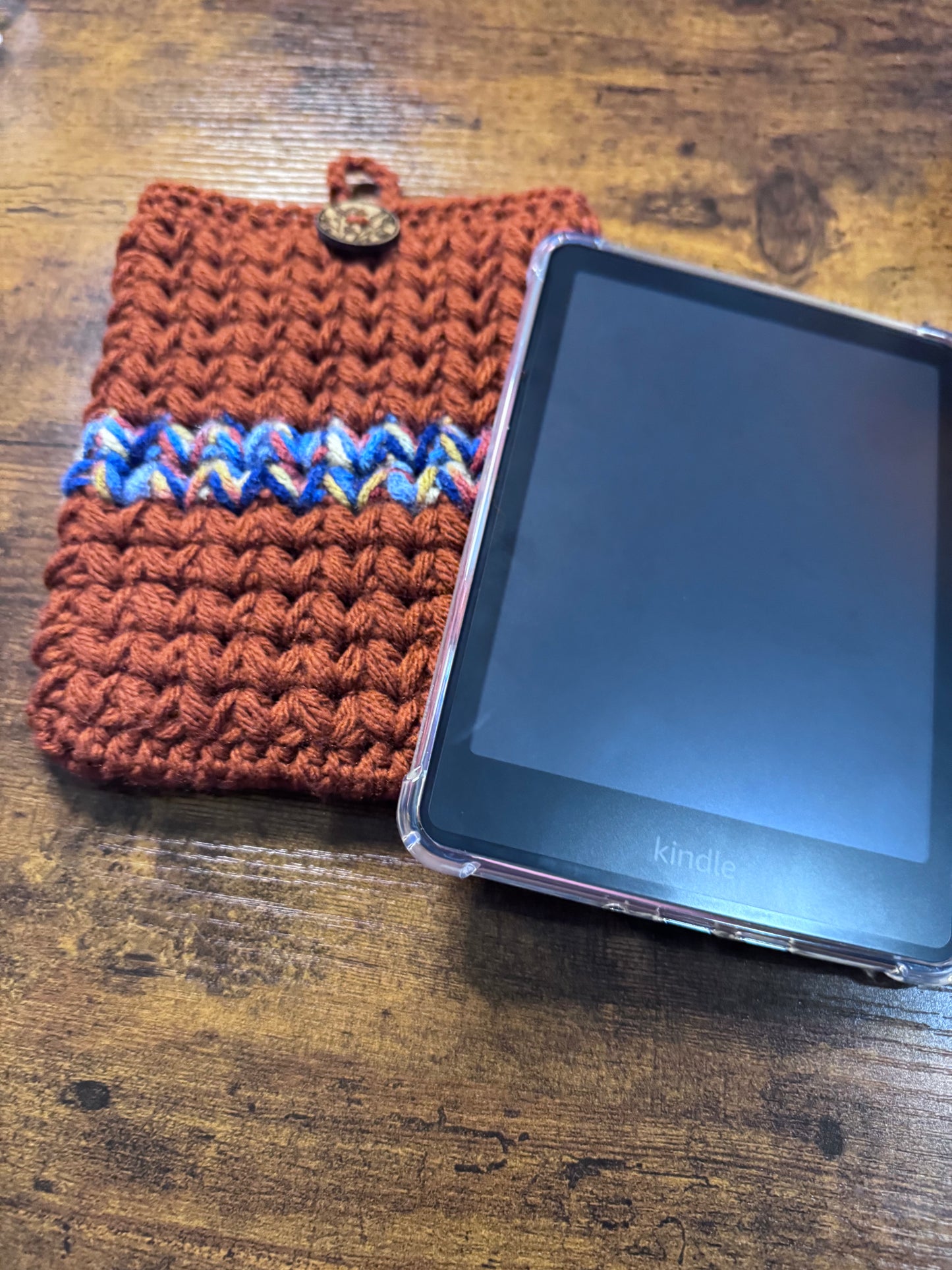 Brown/Multi Crochet Kindle Sleeve